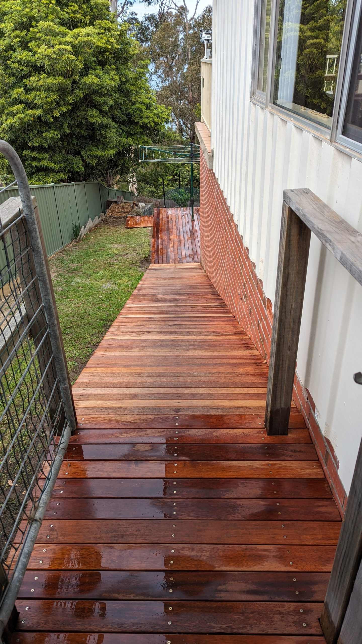 Restored merbau timber deck walkway in Red Hill